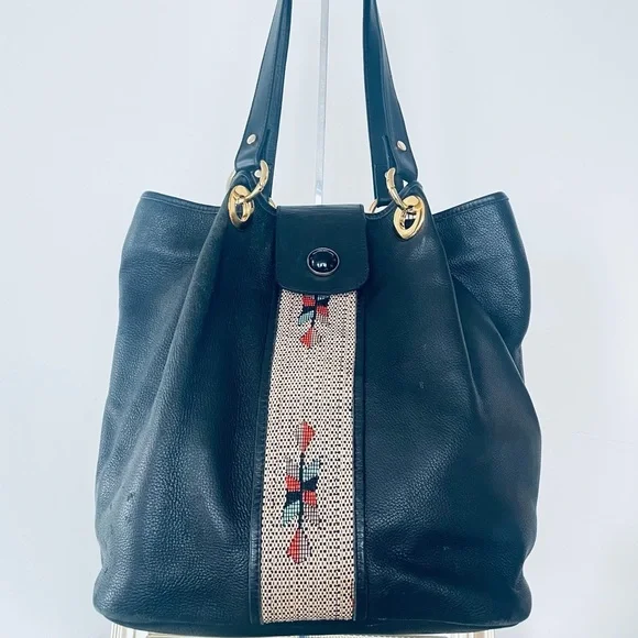 BORSE DATELLI BLACK PEBBLED LEATHER JUMBO SHOULDER BAG MAGNETIC CLOSURE - Picture 4 of 15